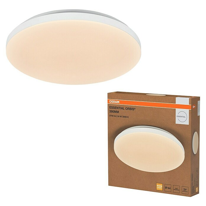 Osram Orbis LED okrogla stropna svetilka Essential  (24 W, Ø x V: 38,5 x 7 cm, Bela, Toplo bela) | 3016 - Deckenleuchte | CACB - Deckenleuchten | CAC - Indoorleuchten | CA - Beleuchtung | C - Elektro | BAUHAUS