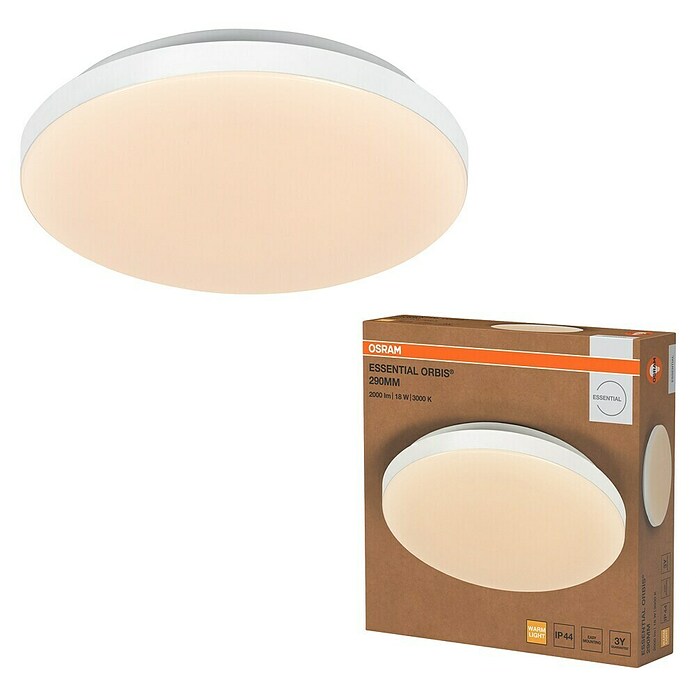 Osram Orbis LED okrogla stropna svetilka Essential  (18 W, Ø x V: 28,5 x 6,5 cm, Bela, Toplo bela) | 3016 - Deckenleuchte | CACB - Deckenleuchten | CAC - Indoorleuchten | CA - Beleuchtung | C - Elektro | BAUHAUS