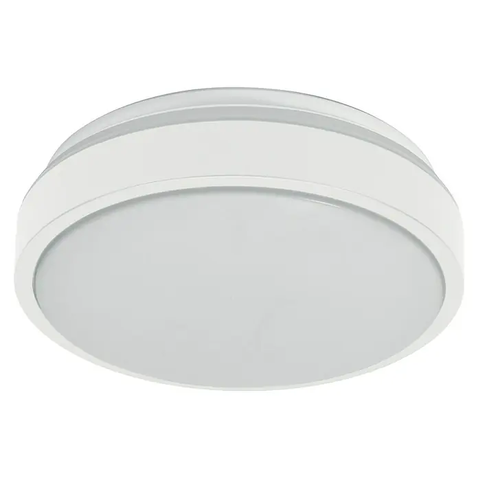 Osram Orbis LED-Deckenleuchte rund Essential - 10 W, Ø x H: 28 x 9,5 cm, Weiß, Ohne Leuchtmittel - Nahaufnahme einer runden, weißen LED-Deckenleuchte mit einem schlichten, modernen Design. Perfekt für jeden Raum, der eine helle und effiziente Beleuchtung benötigt.