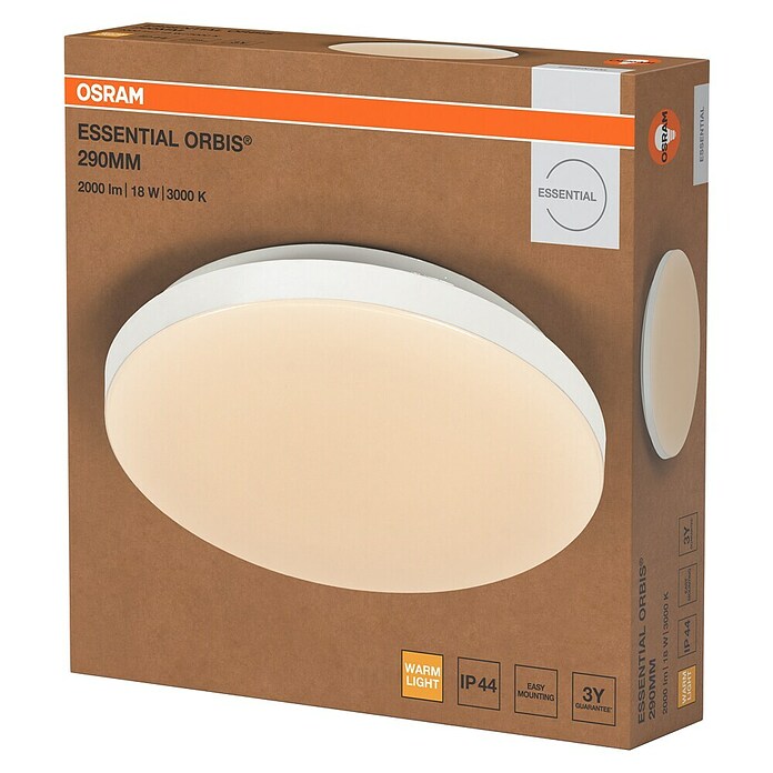 Osram Orbis LED okrogla stropna svetilka Essential  (18 W, Ø x V: 28,5 x 6,5 cm, Bela, Toplo bela) | 3016 - Deckenleuchte | CACB - Deckenleuchten | CAC - Indoorleuchten | CA - Beleuchtung | C - Elektro | BAUHAUS