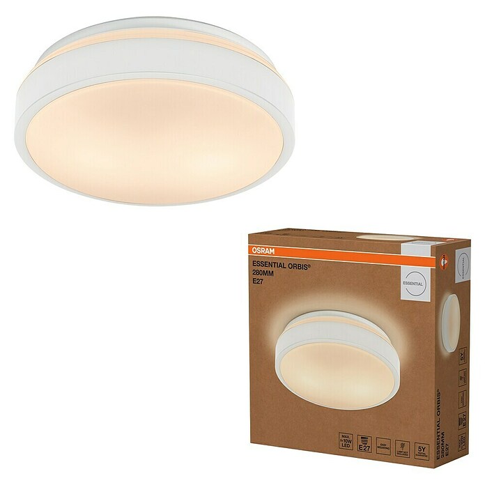 Osram Orbis Okrugla stropna LED svjetiljka Essential  (10 W, Ø x V: 28 x 9,5 cm, Bez izvora svjetlosti) | BAUHAUS