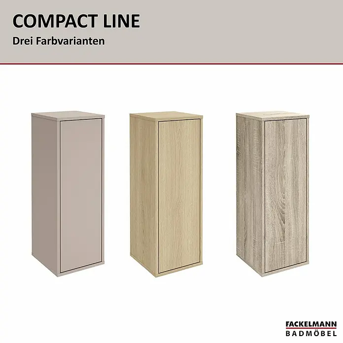 Fackelmann Compact Line Midischrank - B x T x H: 30,2 x 32 x 84,2 cm, Kaschmir, Links/Rechts - Drei Badezimmerschränke der Serie Compact Line in verschiedenen Farben für ein stilvolles Badezimmer.