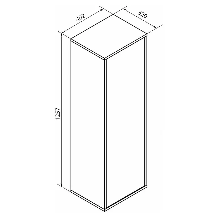 Fackelmann Vita Midischrank - B x T x H: 40,2 x 32 x 125,7 cm, Summer Oak, DIN Anschlag: Links, Mit zwei offenen Fächern - Produktabbildung: Das Bild zeigt einen hohen, rechteckigen Schrank mit den Maßen 402 x 320 x 1257. Ideal für zusätzlichen Stauraum.