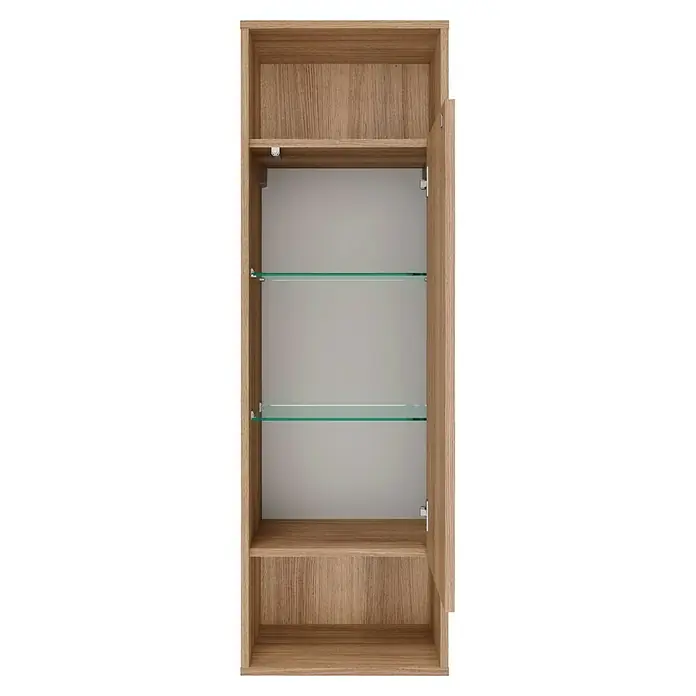 Fackelmann Vita Midischrank - B x T x H: 40,2 x 32 x 125,7 cm, Summer Oak, DIN Anschlag: Rechts, Mit zwei offenen Fächern - Ein offener Badezimmerschrank aus Holz mit Glasböden, der viel Stauraum für Badutensilien bietet. Ideal für jedes Badezimmer.