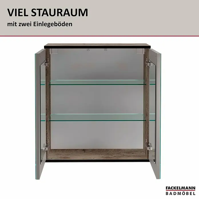 Fackelmann TE-A Spiegelschrank - B x H: 60,2 x 61,6 cm, Nature Oak Holzoptik - Badmöbel von Fackelmann mit viel Stauraum und zwei Einlegeböden, ideal für jedes Badezimmer.