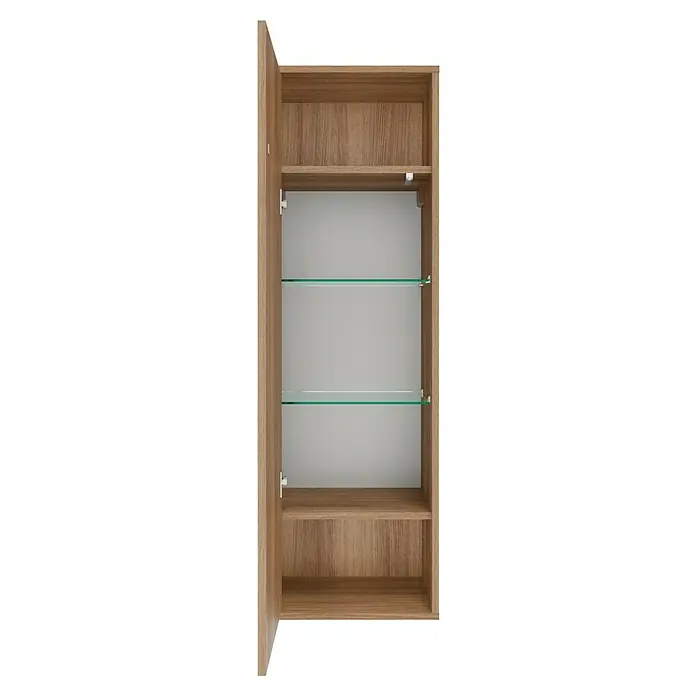 Fackelmann Vita Midischrank - B x T x H: 40,2 x 32 x 125,7 cm, Summer Oak, DIN Anschlag: Links - Offener Holzschrank mit Glasböden. Der Schrank hat ein schlichtes Design und bietet viel Stauraum.