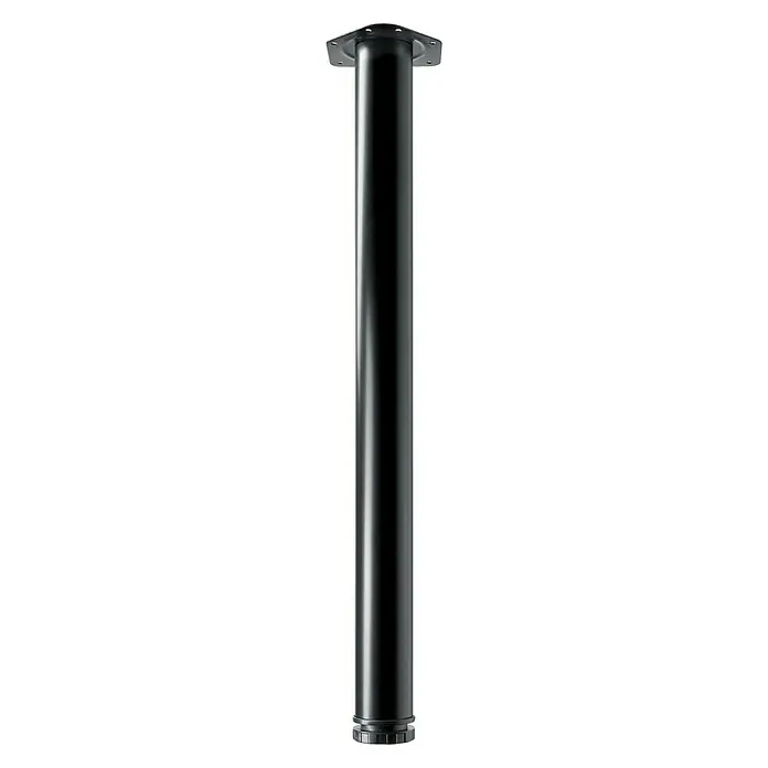 Hettich Möbelfuß Zela - Ø x H: 6 x 70 cm, Traglast: 100 kg, Stahl, Schwarz - Schwarzes Tischbein aus Metall mit quadratischer Montageplatte zur Befestigung an Tischen. Ideal für DIY-Möbelprojekte.