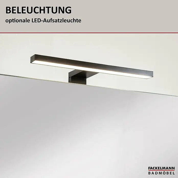 Fackelmann TE-A Ablagespiegel -  - Optionale LED-Aufsatzleuchte für Badmöbel, die ein modernes und helles Ambiente schafft.