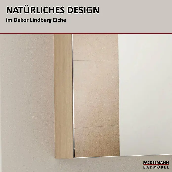 Fackelmann Compact Line Spiegelschrank - B x H: 70 x 68 cm, Lindberg Eiche - Stilvolles Badezimmermöbel im Dekor Lindberg Eiche für ein natürliches Design.
