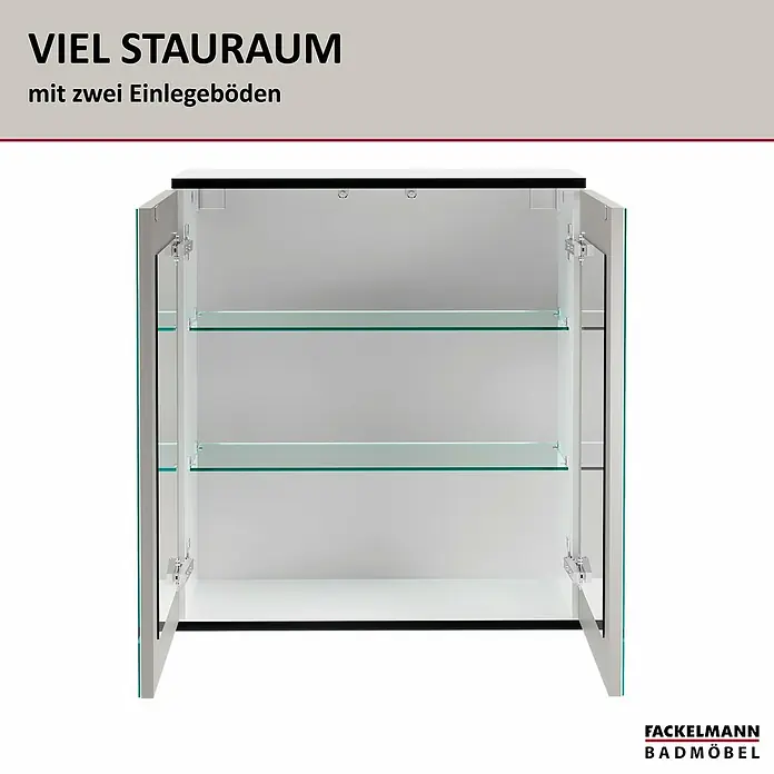 Fackelmann TE-A Spiegelschrank - B x H: 60,2 x 61,6 cm, Weiß - Viel Stauraum bietet dieser Badezimmerschrank mit seinen zwei Einlegeböden. Praktisch und elegant für jedes Bad.