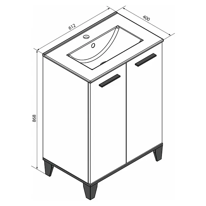 Fackelmann TE-A Badmöbel-Set - Gesamtbreite Badmöbel: 61,4 cm, Weiß, Matt, 2 -tlg. - Produktbild eines Waschtischunterschranks mit integriertem Waschbecken, ideal für moderne Badezimmer. Praktisch und stilvoll.