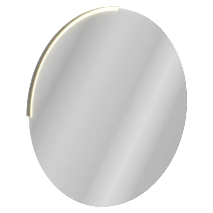 Fackelmann Compact Line LED-Lichtspiegel rund - Tiefe: 3,7 cm, Durchmesser: 80 cm, LED - Runde Spiegelfläche mit schimmerndem Lichteffekt an der Oberseite, ideal als minimalistisches Dekorationselement oder moderner Akzent im Raum.