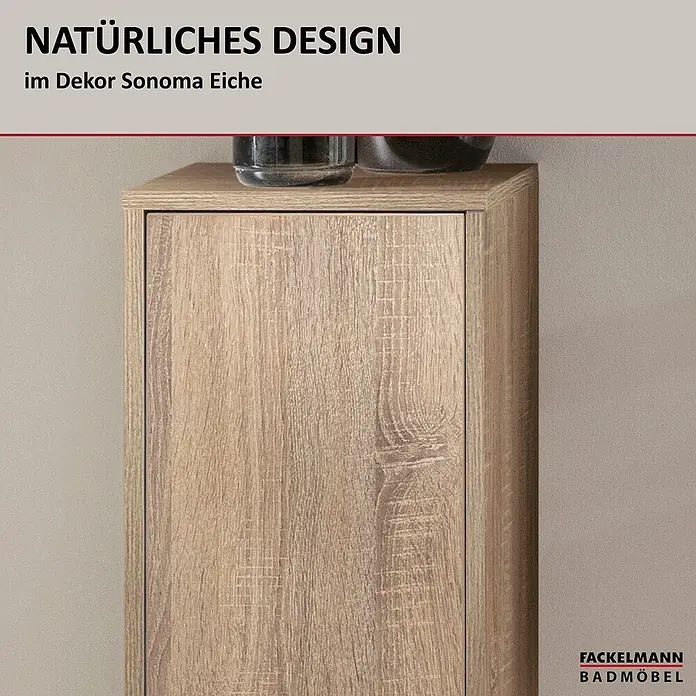 Fackelmann Compact Line Midischrank - B x T x H: 30,2 x 32 x 84,2 cm, Sonoma Eiche, Links/Rechts - Badezimmermöbel von Fackelmann im Dekor Sonoma Eiche. Das natürliche Design fügt sich elegant in jedes Badezimmer ein.