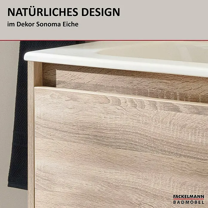 Fackelmann Compact Line Badmöbel-Set - Gesamtbreite Badmöbel: 71 cm, Sonoma Eiche, Matt, Anzahl Schubladen: 1 Stk. - Das Fackelmann Badmöbel im natürlichen Design und Dekor Sonoma Eiche bietet stilvolle Aufbewahrungslösungen für jedes Badezimmer.