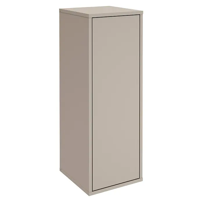 Fackelmann Compact Line Midischrank - B x T x H: 30,2 x 32 x 84,2 cm, Kaschmir, Links/Rechts - Aufnahme eines grauen Aktenschranks. Der Aktenschrank hat eine Tür und eine solide Bauweise. Er eignet sich gut für Büro- und Arbeitsbereiche.