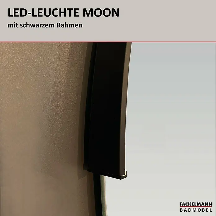 Fackelmann Compact Line LED-Lichtspiegel rund - Tiefe: 3,7 cm, Durchmesser: 80 cm, LED - LED-Leuchte Moon mit schwarzem Rahmen. Die elegante LED-Leuchte sorgt für eine angenehme Atmosphäre im Badezimmer.