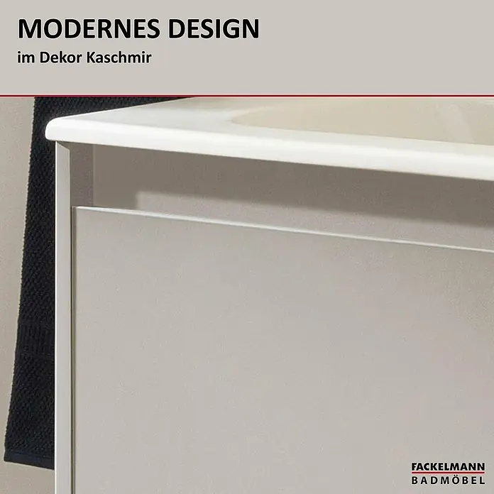 Fackelmann Compact Line Badmöbel-Set - Gesamtbreite Badmöbel: 71 cm, Kaschmir, Matt, Anzahl Schubladen: 1 Stk. - Modernes Design Badmöbel im Dekor Kaschmir, stilvoll und zeitgemäß für Ihr Badezimmer.
