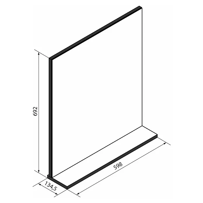 Fackelmann TE-A Ablagespiegel -  - Darstellung eines modernen, rechteckigen Displays mit einer Höhe von 692 und einer Basis von 598, ideal für Präsentationen.