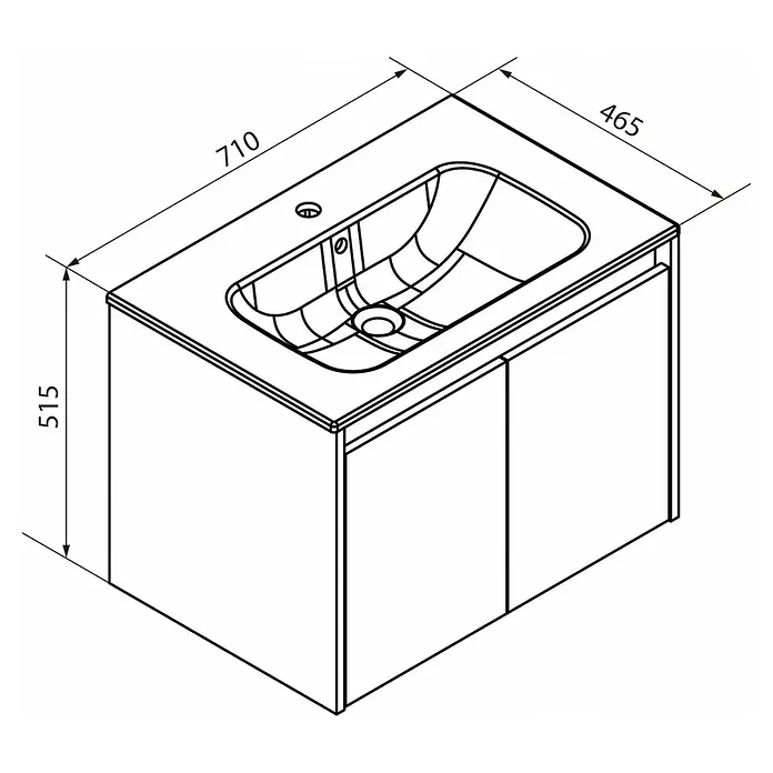 Fackelmann Compact Line Badmöbel-Set - Gesamtbreite Badmöbel: 71 cm, Lindberg-Eiche-Optik, Matt - Waschbeckenunterschrank mit den Maßen 710x465x515mm. Praktische Badmöbel für mehr Stauraum im Badezimmer.