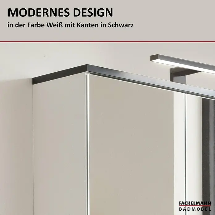 Fackelmann TE-A Spiegelschrank - B x H: 60,2 x 61,6 cm, Weiß - Moderne Badmöbel in Weiß mit schwarzen Kanten. Elegantes Design für Ihr Badezimmer mit Fackelmann Badmöbel.