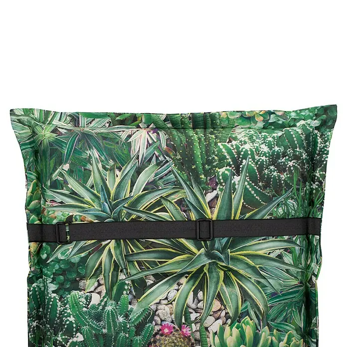 beo Gartenmöbel-Auflage Tegernsee - Liegenauflage, L x B x H: 191 x 58 x 8 cm, Baumwolle, Polyester, Grün - Hier ist eine grüne Tasche mit Kaktusmuster und einem schwarzen Riemen. Sie ist ideal für alle, die einen Hauch von Natur lieben.
