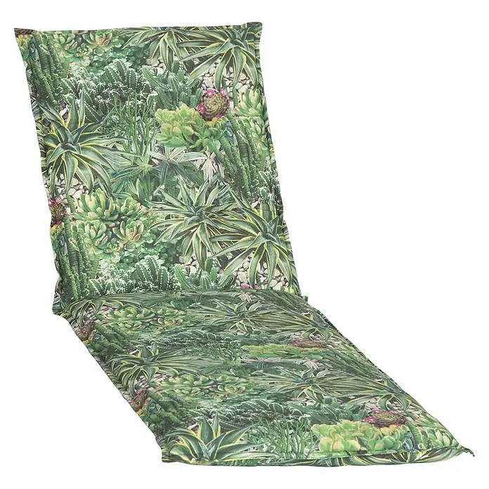 beo Gartenmöbel-Auflage Tegernsee - Liegenauflage, L x B x H: 191 x 58 x 8 cm, Baumwolle, Polyester, Grün - Gartenstuhlauflage mit Sukkulentenmuster. Die Auflage bietet Komfort und Stil für Ihre Gartenmöbel und ist wetterbeständig.