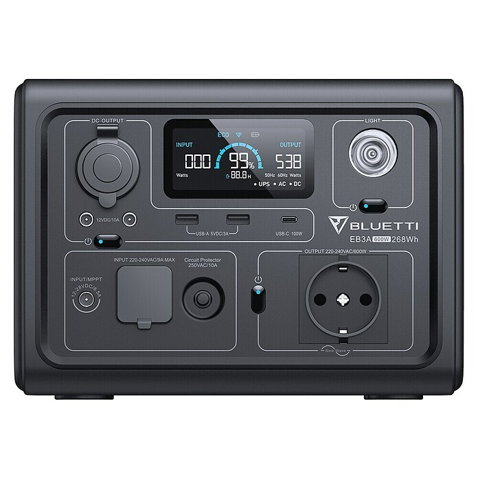 Bluetti Powerstation EB3A (268 Wh, Grau) | BAUHAUS