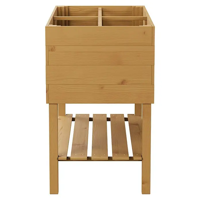 Promadino Kräuterhochbeet - L x B x H: 100 x 50 x 80 cm, Honigbraun - Dieses Bild zeigt einen erhöhten, hölzernen Pflanzkasten. Der Pflanzkasten hat ein rustikales Design und bietet Platz für Pflanzen.