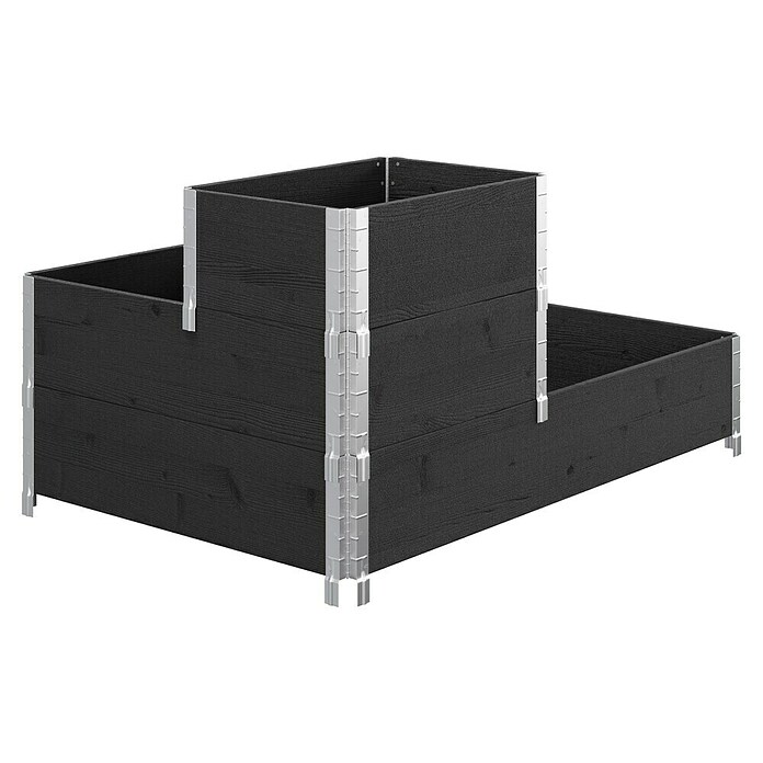 Upyard Huerto de 3 niveles (120 x 80 x 58,5 cm, Madera, Negro, Capacidad volumétrica: 301,8 l) | BAUHAUS