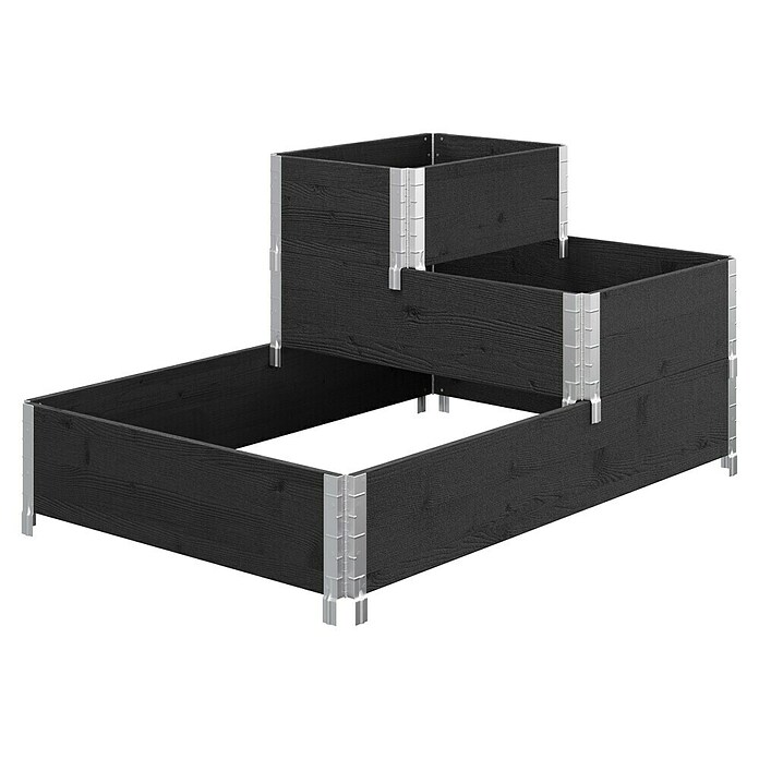 Upyard Huerto de 3 niveles (120 x 80 x 58,5 cm, Madera, Negro, Capacidad volumétrica: 301,8 l) | BAUHAUS