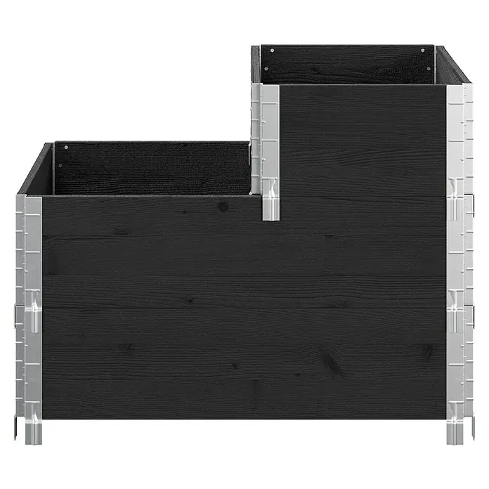 Upyard Huerto de 3 niveles - 120 x 80 x 58,5 cm, Madera, Negro, Capacidad volumétrica: 301,8 l - Jardinera de madera oscura de tres niveles con esquinas de metal plateado, ideal para el jardín o el patio.