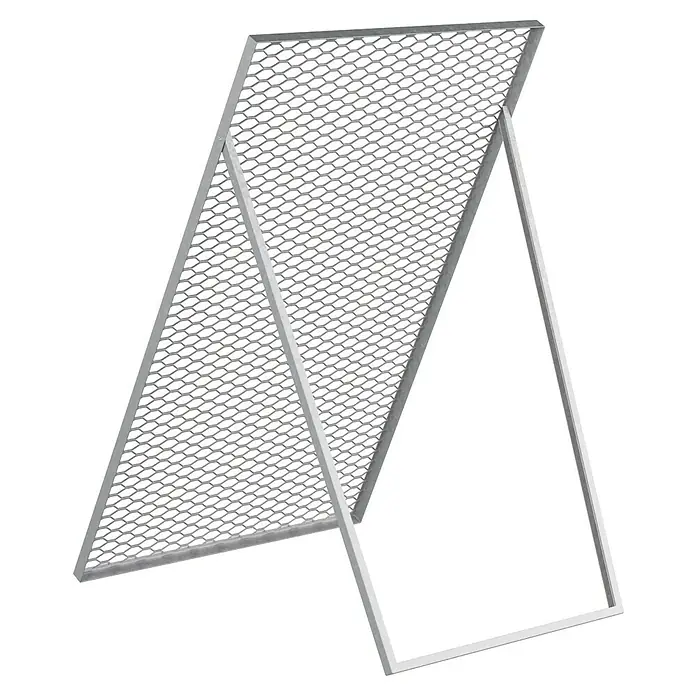 Durchwurfsieb - 100 x 60 cm - Abbildung eines modernen, grauen Paravents mit dreieckigem Design, ideal für stilvolle Raumtrennung und Dekoration.