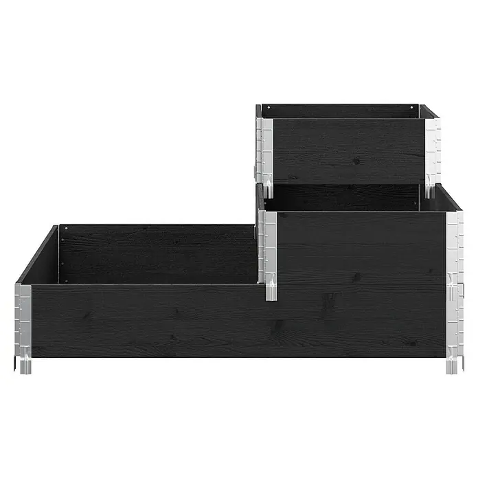 Upyard Huerto de 3 niveles - 120 x 80 x 58,5 cm, Madera, Negro, Capacidad volumétrica: 301,8 l - Jardinera de madera oscura de tres niveles con herrajes plateados, ideal para jardines o patios. Diseño práctico para amantes de las plantas.