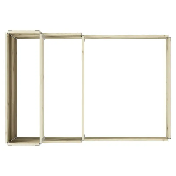 Upyard Hochbeet 3 Ebenen - 120 x 80 x 58,5 cm, Holz, Natur, Fassungsvermögen: 302,4 l - Das Bild zeigt einen Holzrahmen mit einer hellgrauen Stoffbespannung, ideal für modulare Möbel oder Innenausbau. Schlichtes Design für vielseitige Anwendungen.