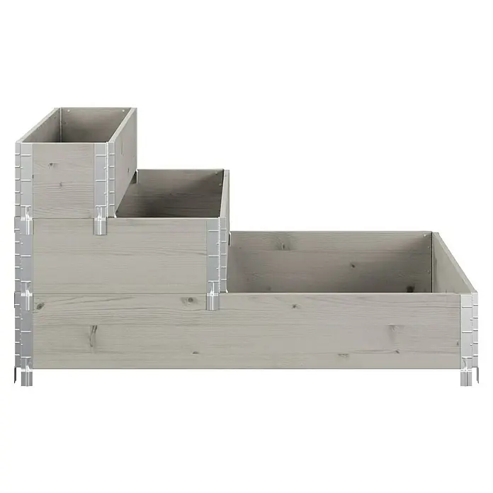 Upyard Hochbeet 3 Ebenen - 120 x 80 x 58,5 cm, Holz, Grau, Fassungsvermögen: 302,4 l - Abgestuftes Hochbeet aus hellem Holz mit metallischen Eckverbindungen. Ideal für Garten und Terrasse.