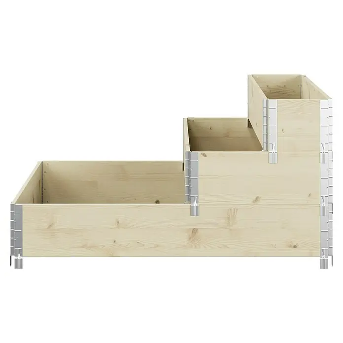 Upyard Hochbeet 3 Ebenen - 120 x 80 x 58,5 cm, Holz, Natur, Fassungsvermögen: 302,4 l - Dreistufiger Pflanzkasten aus Holz mit Metallecken für den Garten oder die Terrasse, ideal für Kräuter und Blumen.