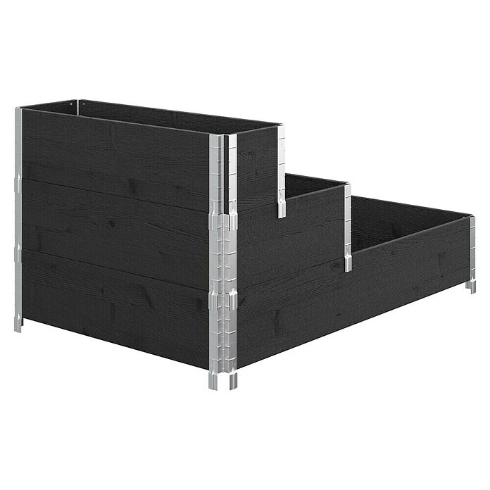 Upyard Hochbeet 3 Ebenen (120 x 80 x 58,5 cm, Holz, Schwarz, Fassungsvermögen: 302,4 l) | BAUHAUS