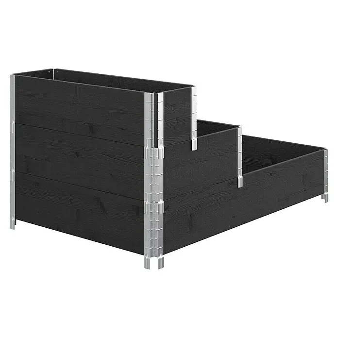 Upyard Hochbeet 3 Ebenen - 120 x 80 x 58,5 cm, Holz, Schwarz, Fassungsvermögen: 302,4 l - Dreistufiges Hochbeet aus dunklem Holz mit stabilen Metallrahmen für eine stilvolle Gartengestaltung und bequemes Gärtnern. Ideal für Kräuter und Gemüse.