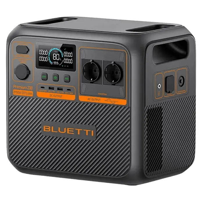 Bluetti Powerstation PREMIUM 200 V2 - 2.073,6 Wh - Tragbare Bluetti Powerstation Premium 200 mit 2700W und 2073.6Wh für eine zuverlässige Stromversorgung unterwegs.