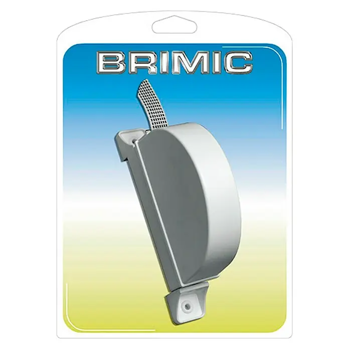 Micel Brimic Recogedor de cinta de persiana abatible 91754 - Anchura de la correa: 18 mm - Primer plano de un enrollador de persianas BrimiC en un paquete. Ideal para enrollar cintas y correas de persianas para una apariencia ordenada.