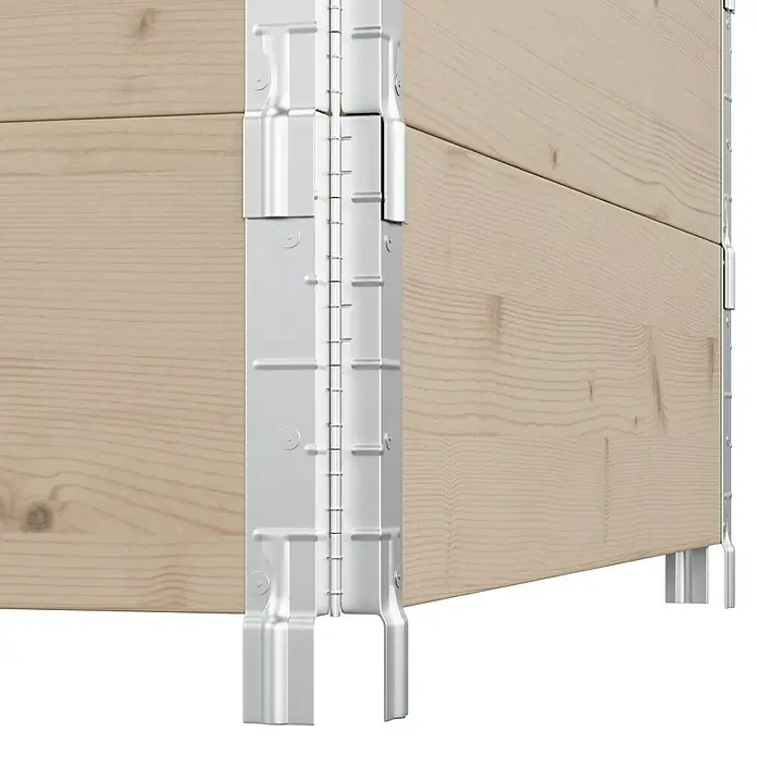 Upyard Hochbeet 3 Ebenen - 120 x 80 x 58,5 cm, Holz, Braun, Fassungsvermögen: 301,8 l - Nahaufnahme eines Hochbeets mit Metallrahmen und Holzbrettern. Robustes Design für Garten und Terrasse.