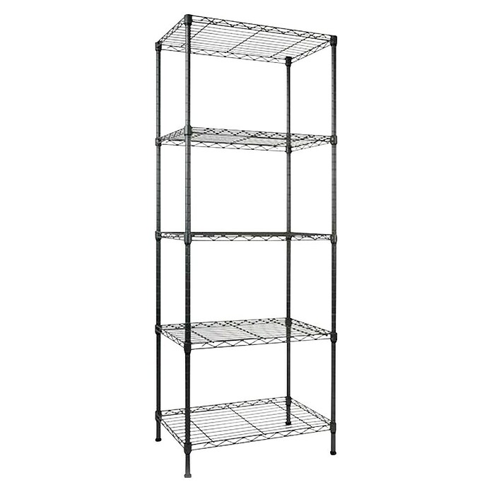 Floordirekt Gitterregal Rocky (H x B x T: 140 x 35 x 55 cm, Traglast pro Boden: 50 kg, Anzahl Böden: 5 Stk., Stecken, Schwarz) | BAUHAUS