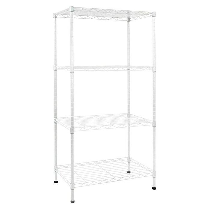 Floordirekt Gitterregal Rocky (H x B x T: 200 x 45 x 90 cm, Traglast pro Boden: 50 kg, Anzahl Böden: 5 Stk., Stecken, Weiß) | BAUHAUS