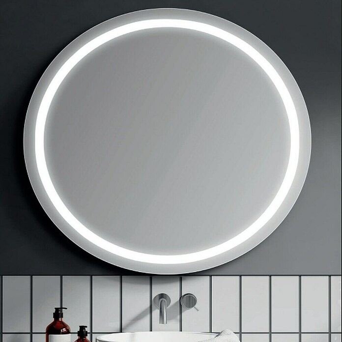 Bath Stage Espejo con luz LED B-920 (Diámetro: 80 cm, Blanco frío) | BAUHAUS