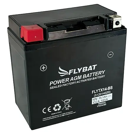 FlyBat  Motorradbatterie Power AGM FLYTX14-BS
