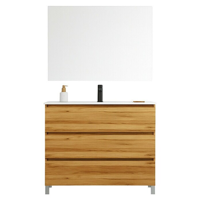 Conjunto de mueble de baño Inter (Ancho: 100 cm, Roble, 3 pzs.) | BAUHAUS