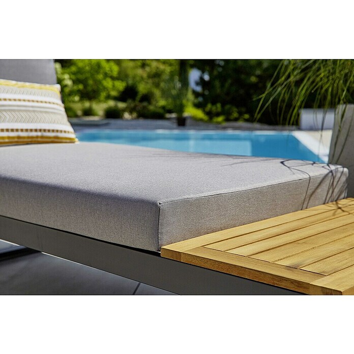 Sunfun Conjunto de muebles Keyla (3 pzs., Madera de acacia/Aluminio, Gris/Negro) | BAUHAUS