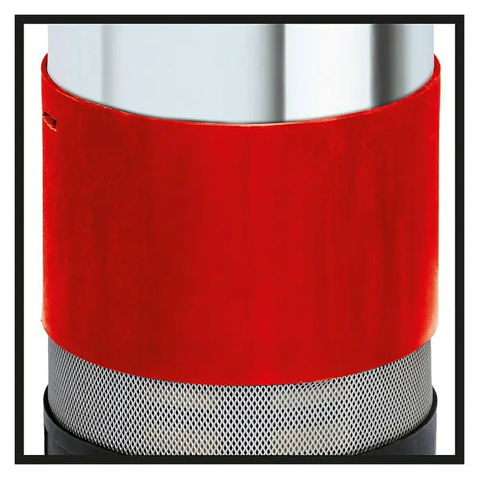 Einhell Drucktauchpumpe GE-PP 1100 N-A - 1.100 W, Max. Fördermenge: 6.000 l/h - Detailaufnahme eines Filters mit roter Manschette und Metallgitter, ein Ersatzteil für Staubsauger oder ähnliche Geräte.