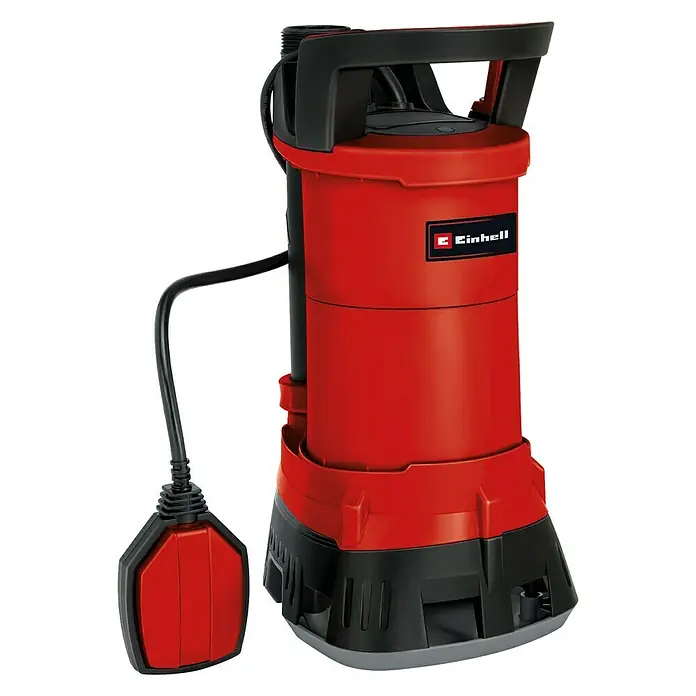 Einhell Schmutzwasserpumpe GE-DP 3925 ECO - 390 W, Max. Fördermenge: 10.000 l/h, Eintauchtiefe: 7 m - Rote Einhell Tauchpumpe mit schwarzem Griff und Schwimmerschalter. Ideal zum Abpumpen von Wasser in Haus und Garten.