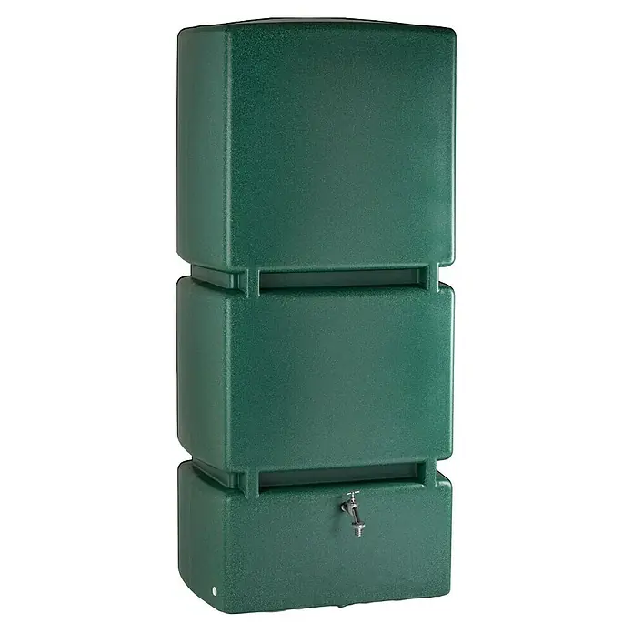3P Technik Regentonne Jumbo - 800 l, Waldgrün - Grüne Regentonne mit Auslaufhahn. Der Regenwassertank ist dreiteilig und besteht aus robustem Kunststoff. Ideal zur Gartenbewässerung.